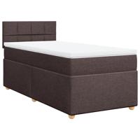 Boxspring met matras stof donkerbruin 140x200 cm - thumbnail