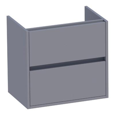 Brauer Adore - Onderkast Ondiep - 60 cm - met 2 Softclose Lades Greeploos en 1 Sifon Uitsparing - Mat Grijs