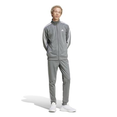 adidas Basic 3-Stripes Tricot Trainingspak Full-Zip Grijs Wit adidas Basic 3-Stripes Tricot Trainingspak Full-Zip Grijs Wit