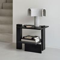 Ethnicraft Bijzettafel 'Abstract' Gevernist Teakhout, 56 x 52cm, kleur Zwart - thumbnail