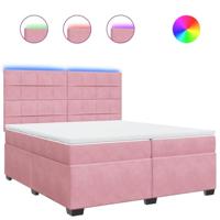 Boxspring met matras fluweel roze 200x200 cm - thumbnail