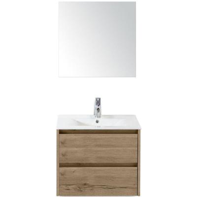 Dante Badmeubelset 60 cm - Natuur Eiken - Keramische Wastafel Wit Enjoy met Spiegel