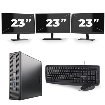 HP EliteDesk 800 G2 SFF - Intel Core i7-6e Generatie - 16GB RAM - 256GB SSD - Windows 11 + 3x 23 inch Monitor