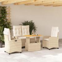 4-delige Tuinset met kussens poly rattan beige - thumbnail