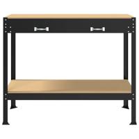 Werkbanken met lade Zwart 81 x 41 x 145 cm Bewerkt hout - thumbnail