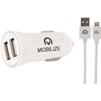 Mobilize Car Charger 2x USB + USB to Micro USB Cable 12W 1m. White - thumbnail