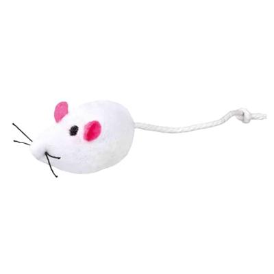 TRIXIE SET MUIZEN PLUCHE MET CATNIP WIT / GRIJS 5 CM 4X2 ST