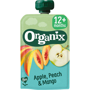 Organix Knijpfruit Appel, Perzik & Mango 12+m bij Jumbo