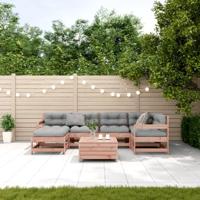 7-delige Loungeset met kussens massief douglashout - thumbnail