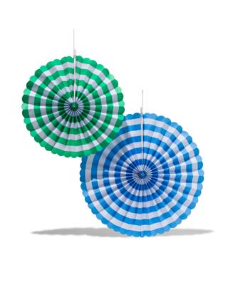 HEMA Waaiers papier blauw/groen - 2 stuks