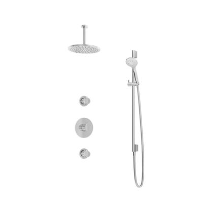 Hotbath Buddy - Inbouw Regendoucheset - 2 Stopkranen - Thermostatisch - Plafondbuis 15 cm - Hoofddouche 250 mm - Ronde Handdouche 3 Standen - Glijstang 900 mm - Waterbesparend - V01