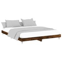 Bedframe zonder matras 200x200 cm spaanplaat gerookt eiken - thumbnail