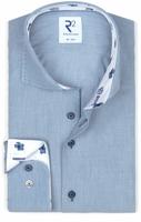 R2 Amsterdam Heren Overhemd Lichtblauw Bloem Contrast Twill Modern Fit - thumbnail