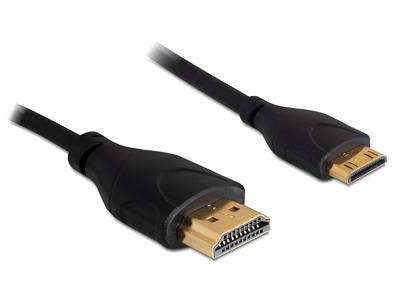 Delock 83132 Kabel High Speed HDMI met Ethernet - HDMI-A male > HDMI Mini-C male 4K 1 m Slim