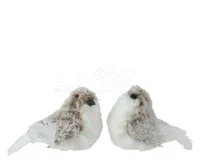 Kerstornament Vogel Clip Kunstbont Bruin 2st - thumbnail