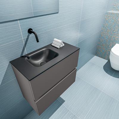 MONDIAZ ADA 60cm toiletmeubel dark grey. LEX wastafel urban links zonder kraangat