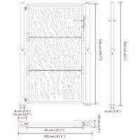 Poort met sporenontwerp 105x155 cm weervast staal - thumbnail