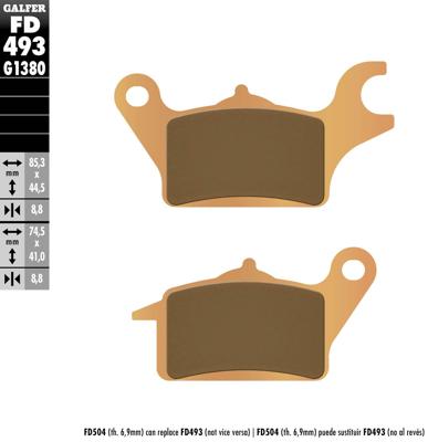 GALFER remblokken "fd493 brake pad fd493 g1380 sint.metal scooter