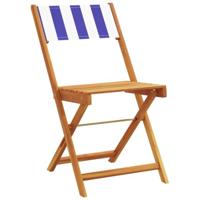 Bistrostoelen 2 st massief acaciahout en stof blauw en wit - thumbnail