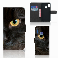 Honor 10 Lite | Telefoonhoesje | Met pasjeshouder | Zwarte Kat - thumbnail