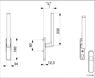 HS greep z/kom blind gat zwart