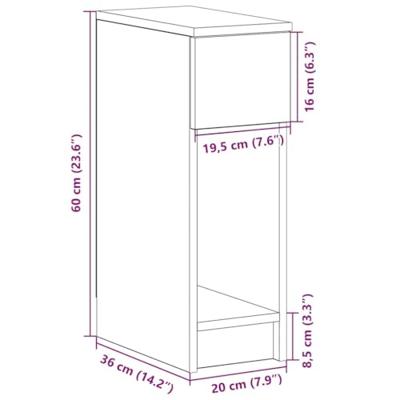 Nachtkastjes 2 st met lade 20x36x60 cm zwart eikenkleurig