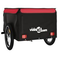 VidaXL Fietstrailer 45 kg ijzer zwart en rood - thumbnail