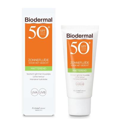 Biodermal Zonnefluïde Gezicht - Matterend SPF50+