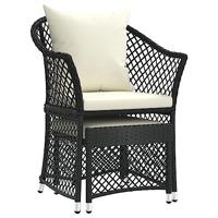 2-delige Loungeset met kussens poly rattan zwart - thumbnail