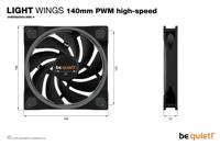 Be Quiet! light wings pwm high-speed rgb case fan (zwart, 140 x 140 x 25 mm) - thumbnail