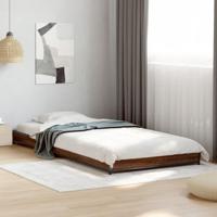 Bedframe bewerkt hout en metaal bruin eikenkleurig 75x190 cm - thumbnail