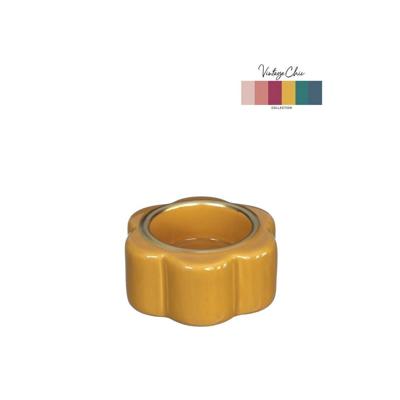 Theelichthouder Pouff mosterd Ø7xH3,4cm