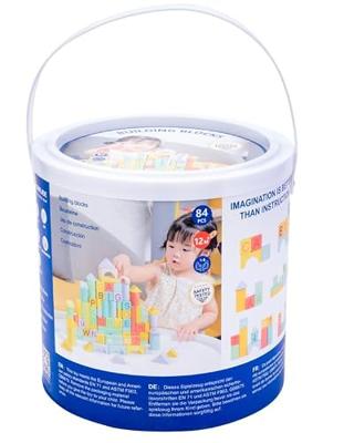 Houten Bouwblokken Kleur, 84st.