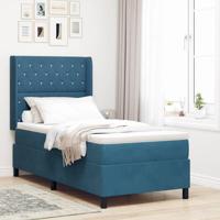 LED Boxspring Bed met Matras Argyle Blauw 100 x 200 cm Fluweel - thumbnail