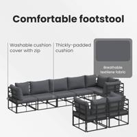 Tuinbankenset met kussen 8 pcs Zwart Aluminium - thumbnail