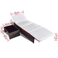 VidaXL Tuinstoelen 2 st verstelbaar met tafel poly rattan bruin - thumbnail