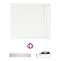Douchevloer Xenz Easy Tray | 90x90 cm | Incl.Gootcover en Afvoersifon | Acryl | Vierkant | Wit glans - thumbnail