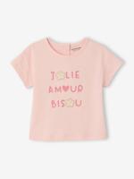 T-shirt voor babymeisjes met gehaakte details lichtroze - thumbnail