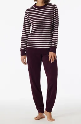 Dames pyjama badstof - Purple - Casual essentials - Warme winter pyjama - 42 - Paars - 42 - 42