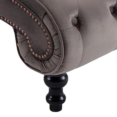 Chaise longue fluweel grijs - thumbnail
