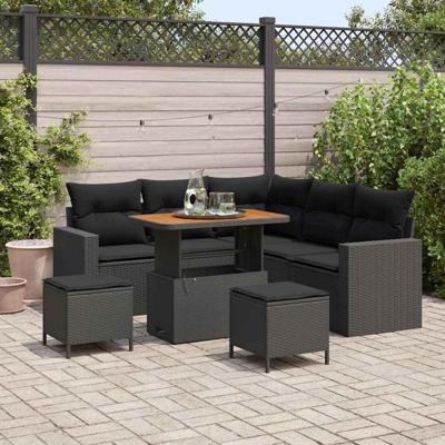 Tuinbankenset 8 pcs Zwart poly rattan