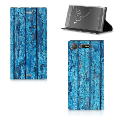 Sony Xperia XZ1 Book Wallet Case Wood Blue