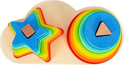 Small Foot houten stapeltoren regenboog cirkel en ster, 19dlg. Small Foot houten stapeltoren regenboog cirkel en ster, 19dlg.