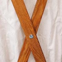 Wasmand inklapbaar hout en stof crme - thumbnail