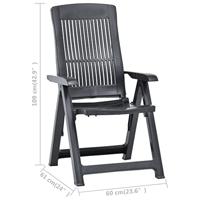 Tuinstoelen 2 st verstelbaar kunststof antracietkleurig - thumbnail