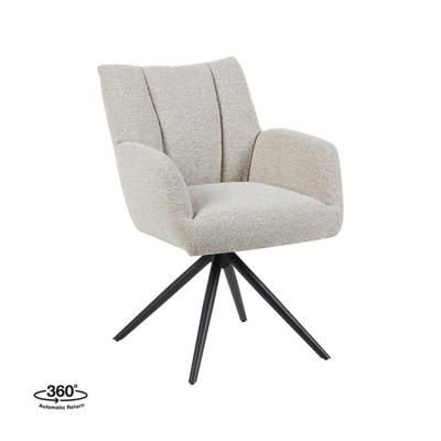 LABEL51 Eetkamerstoel Padua - Naturel - Royal Boucle - Zwart Metalen Frame