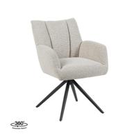 LABEL51 Eetkamerstoel Padua - Naturel - Royal Boucle - Zwart Metalen Frame - thumbnail