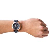 Fossil Heren Grant chronograaf blauw lederen horloge FS4835 - thumbnail