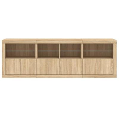 Dressoir met LED-verlichting 202x37x67 cm sonoma eikenkleurig