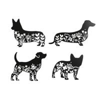 Wanddecoratie Home ESPRIT Zwart Hond 40 x 1 x 33 cm (4 Stuks) - thumbnail